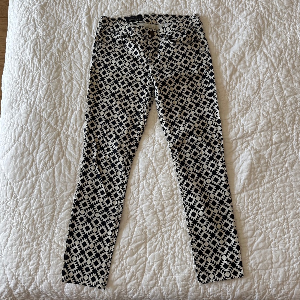 J Crew Geometric Black and White Pattern Pants